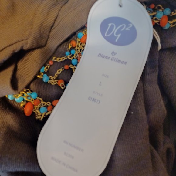 DG2 By Diane Gilman Brown Top Size Large NWT - Picture 3 of 3